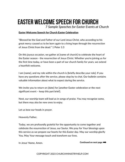 Easter Welcome Speech